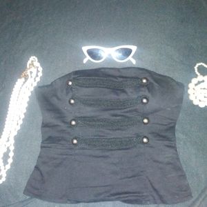 Body Central Bustier in Black - Zip Up Back